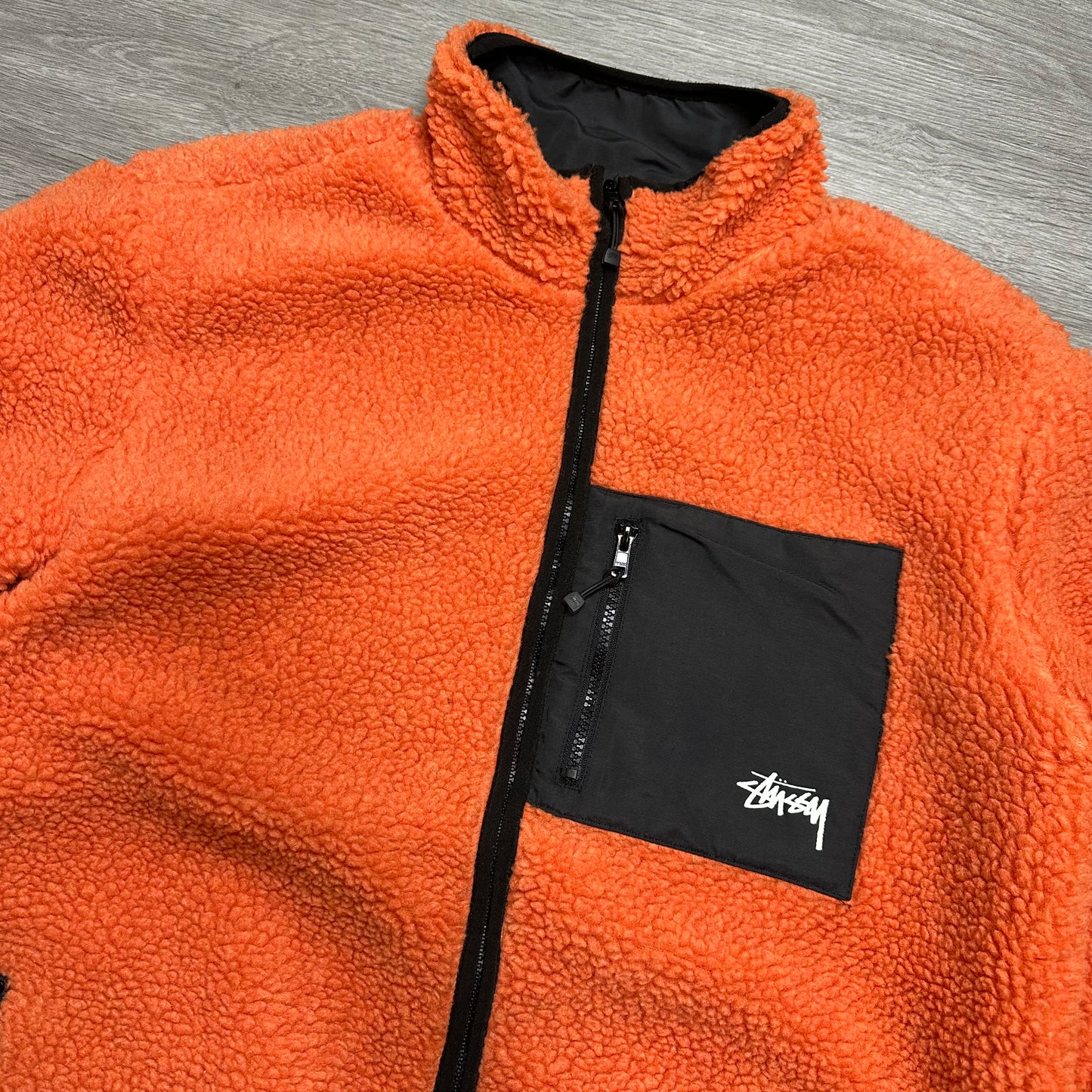Stussy 8 Ball Sherpa Reversible Jacket Orange