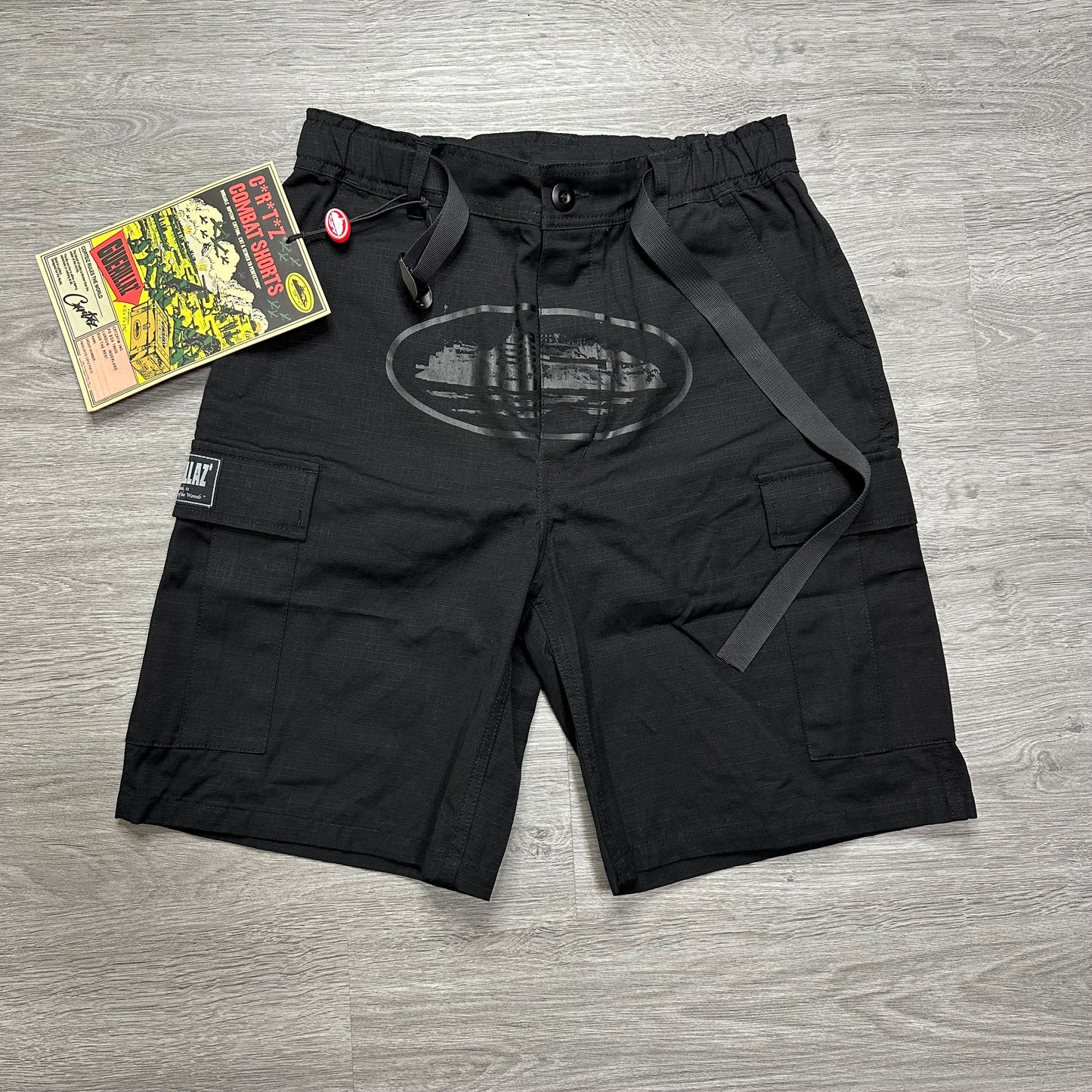 Corteiz Alcatraz Cargo Short Triple Black