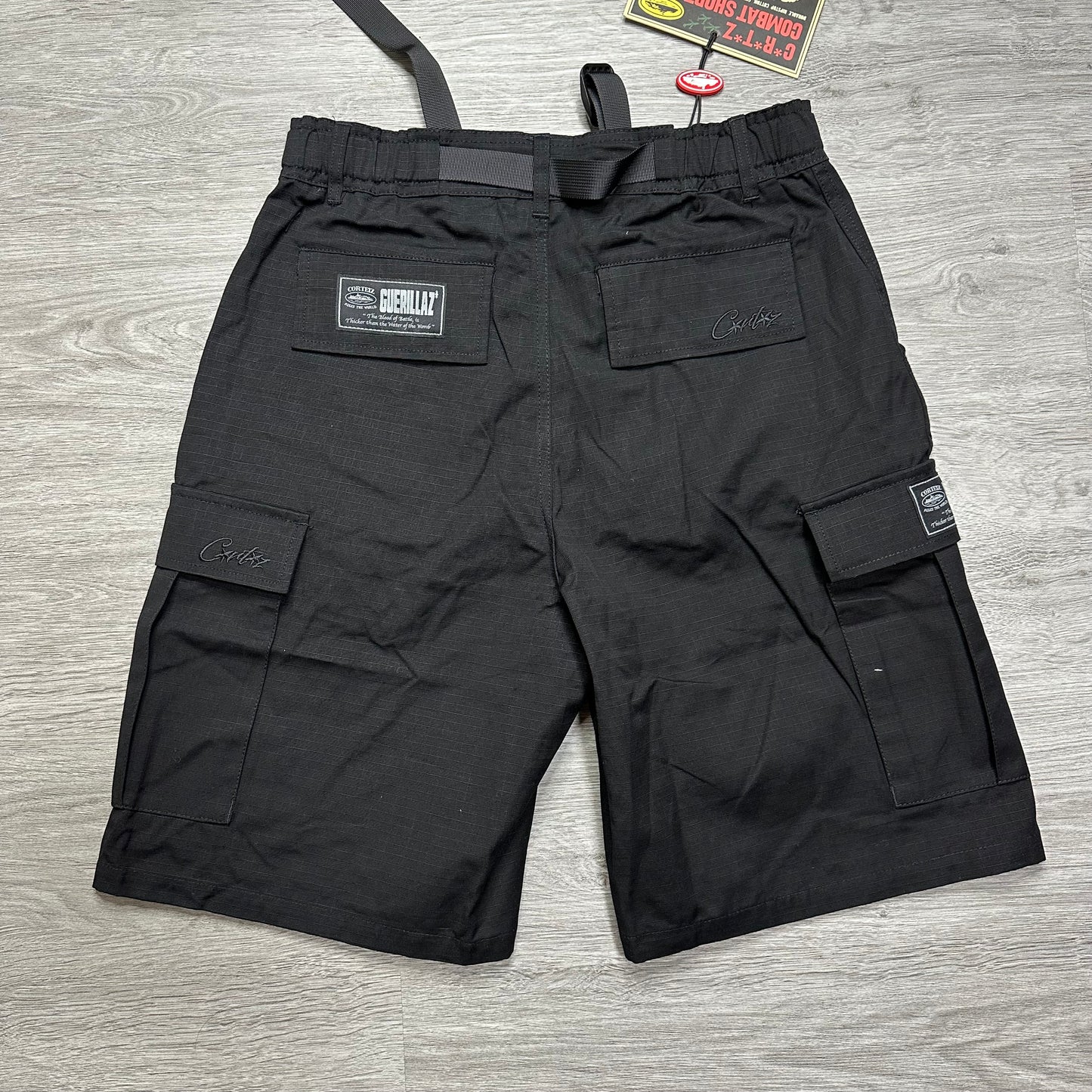 Corteiz Alcatraz Cargo Short Triple Black