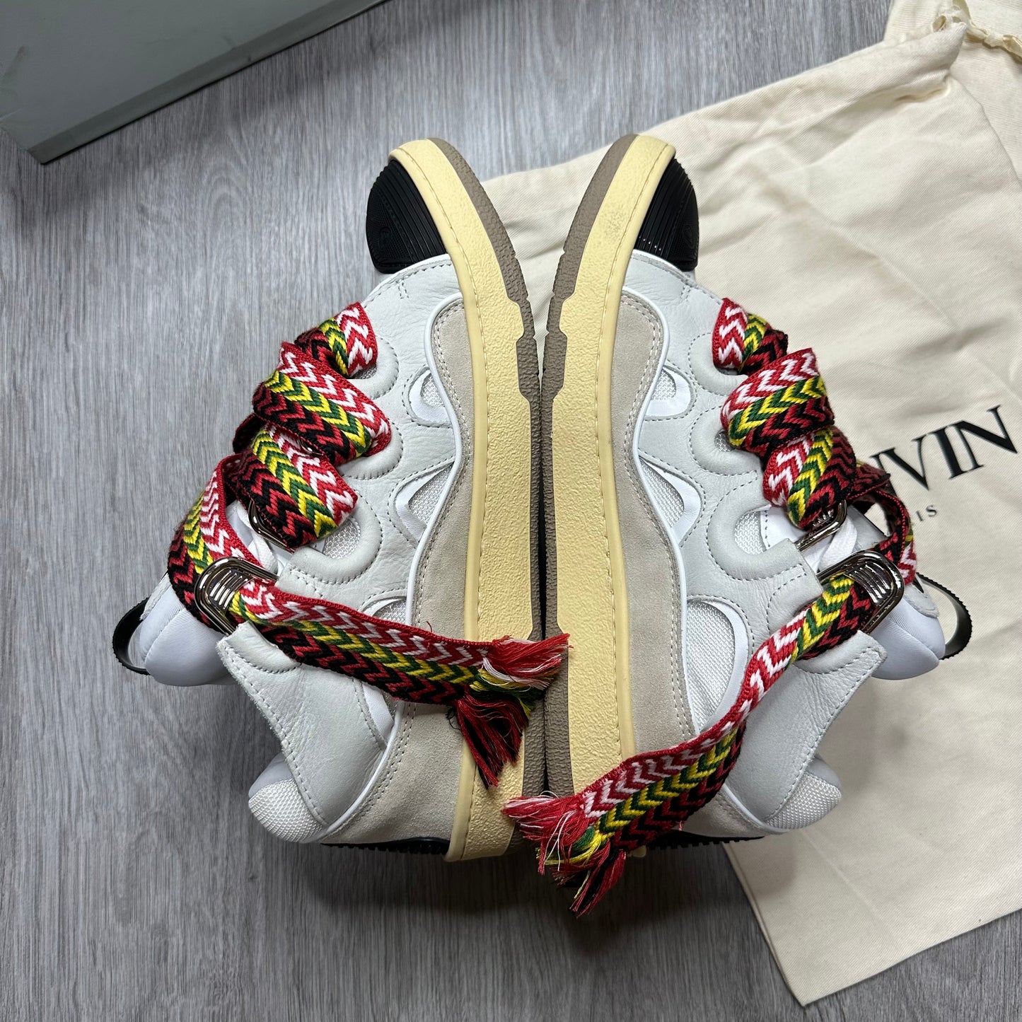 Lanvin Leather Curb Sneakers White