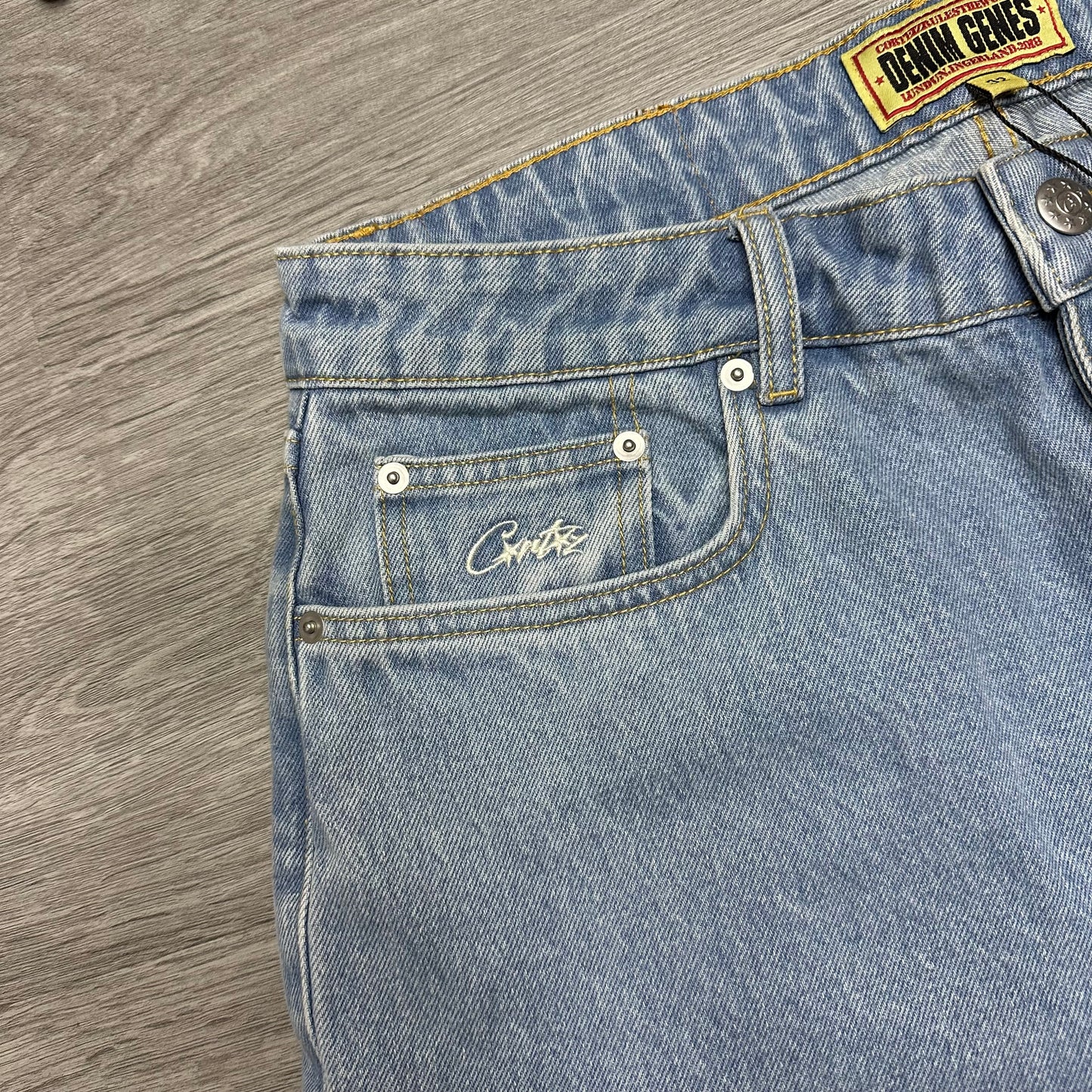 Corteiz Dual Stripe Baggy Jeans Stone Wash
