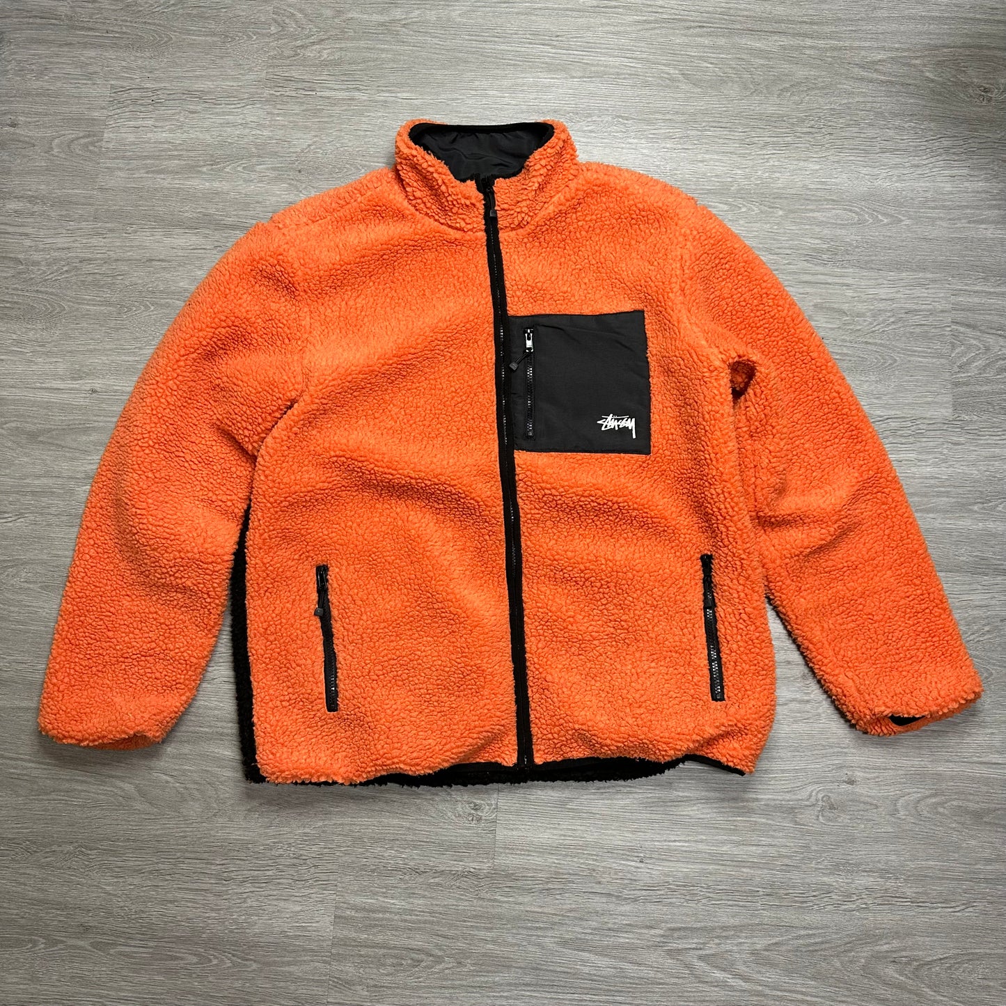 Stussy 8 Ball Sherpa Reversible Jacket Orange
