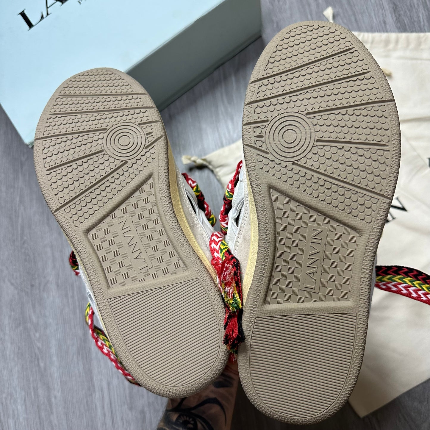 Lanvin Leather Curb Sneakers White