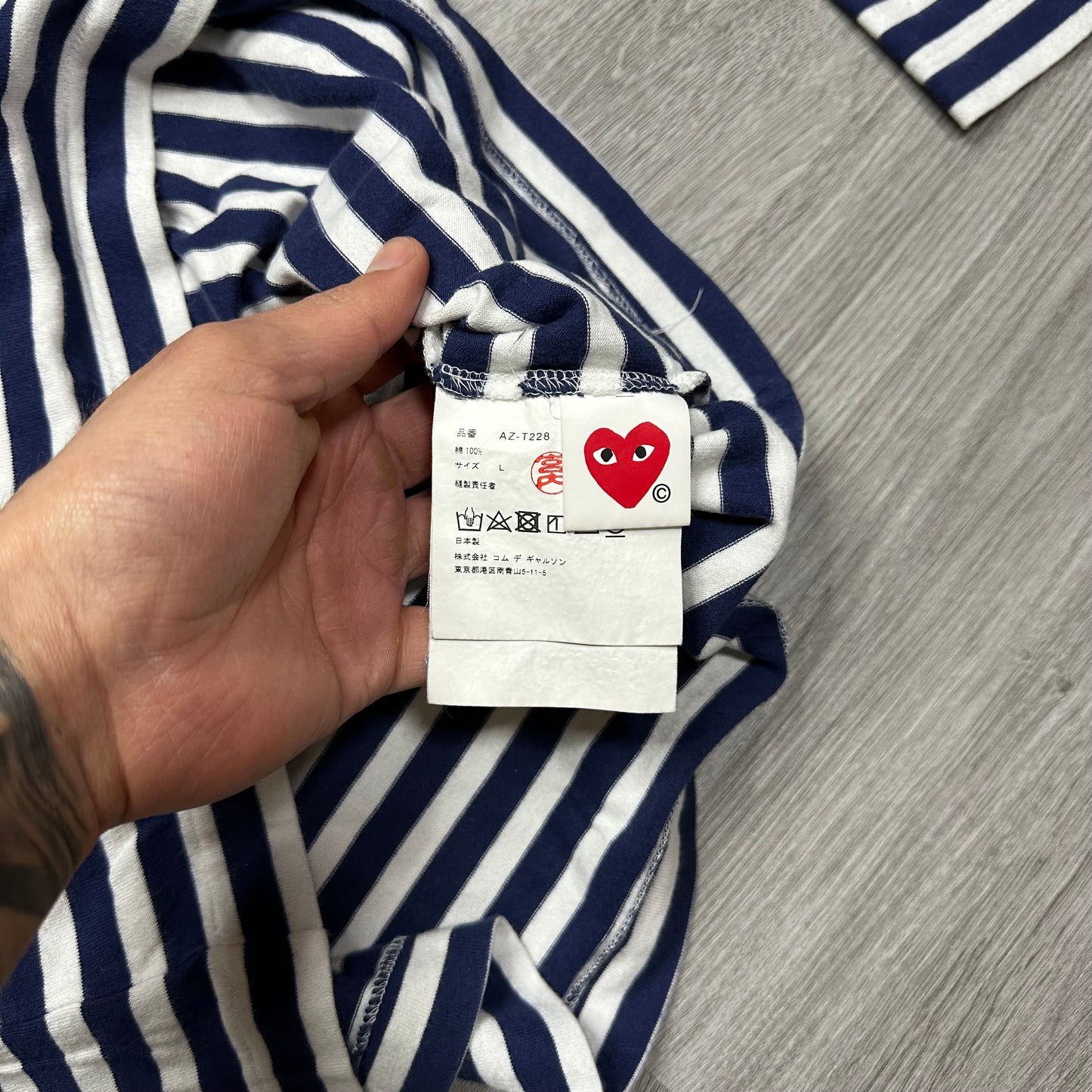 Comme Des Garçons PLAY Double Heart Longsleeve White/Navy