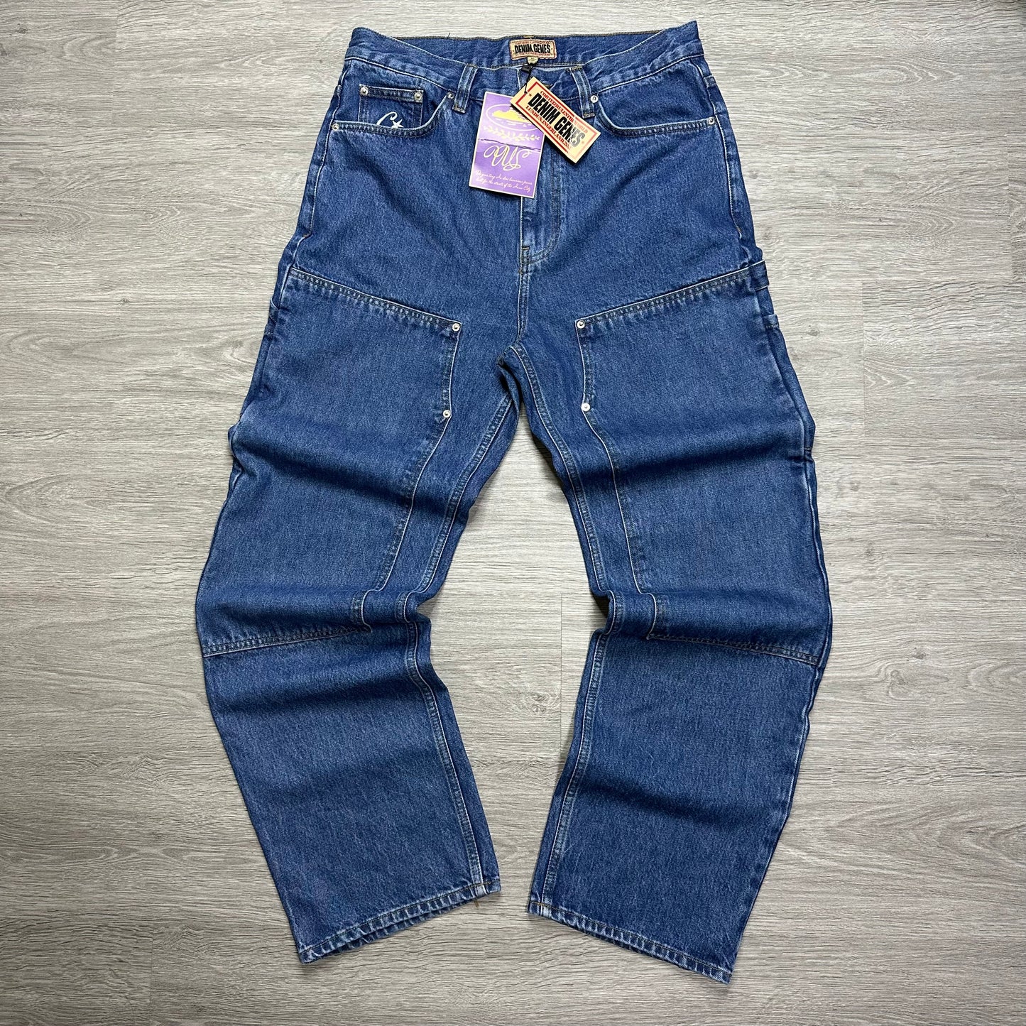 Corteiz Embossed C-Star Denim Work Pant Blue