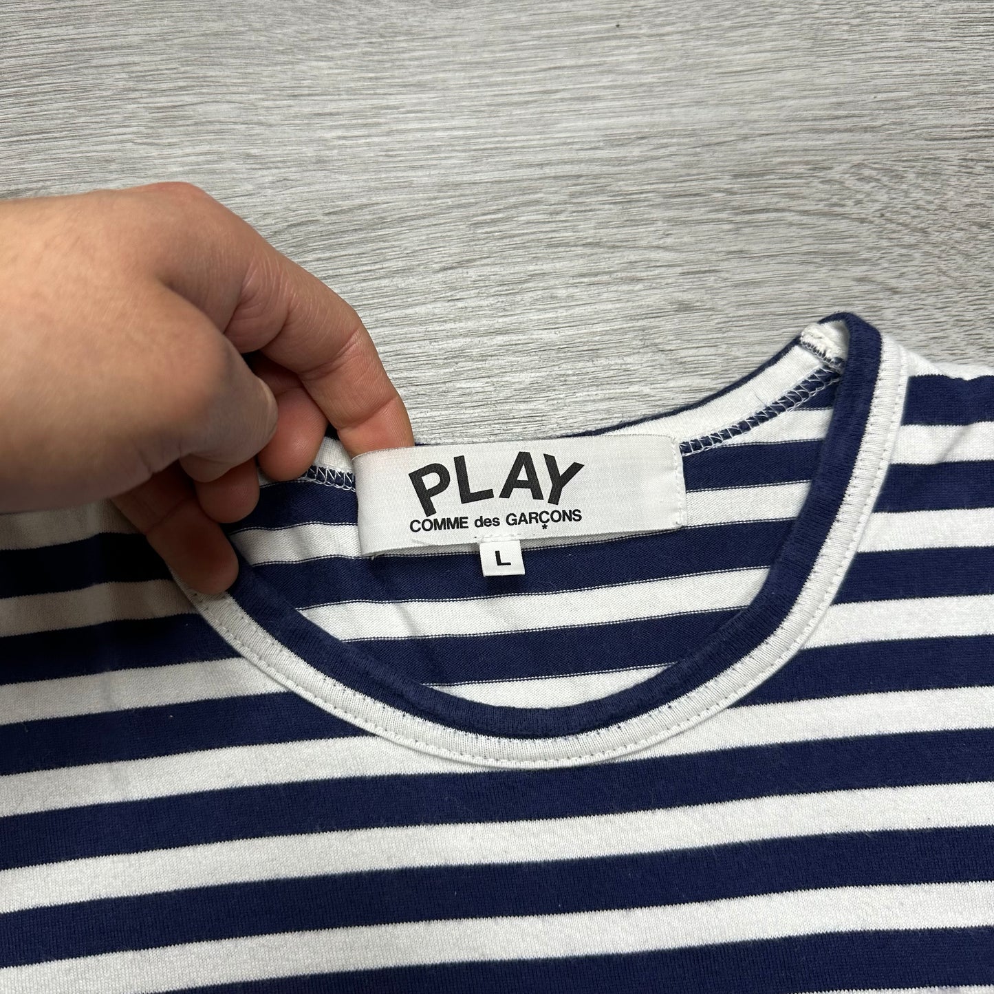 Comme Des Garçons PLAY Double Heart Longsleeve White/Navy