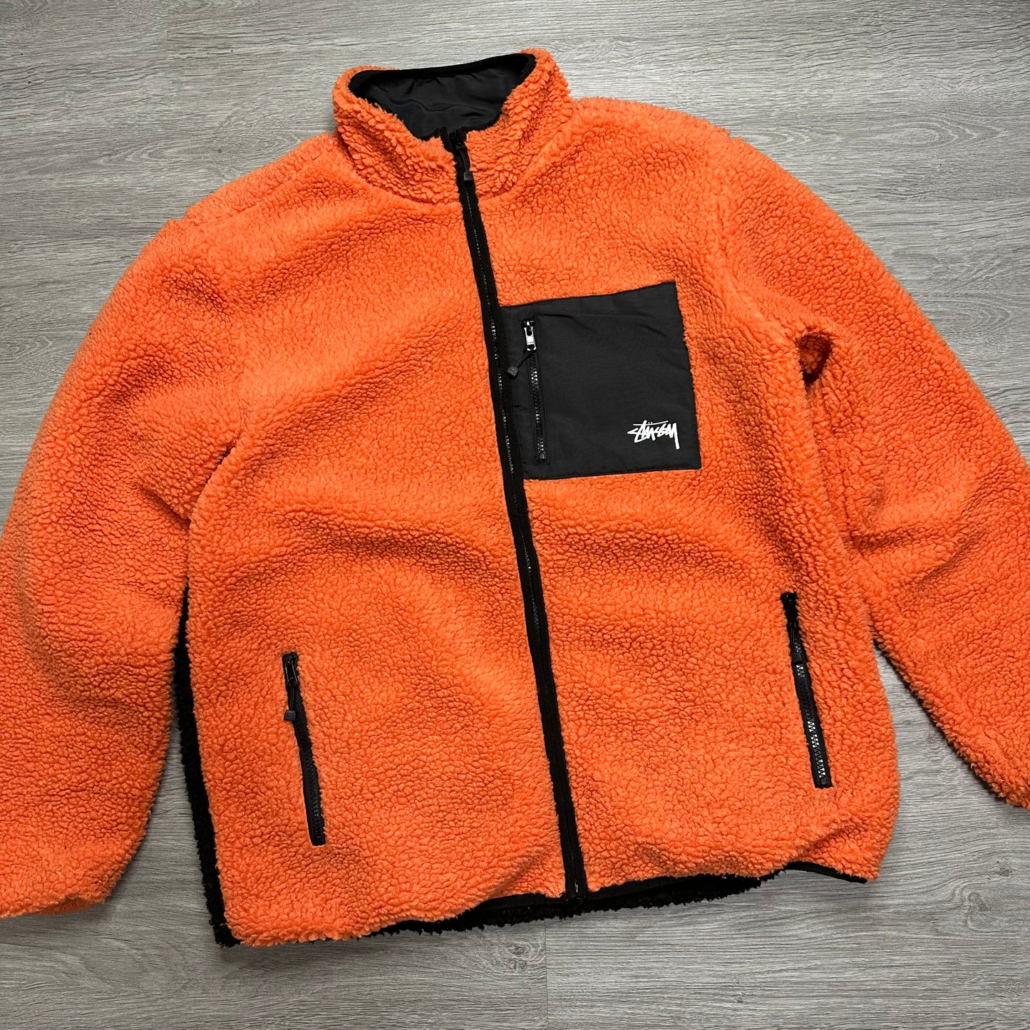 Stussy 8 Ball Sherpa Reversible Jacket Orange