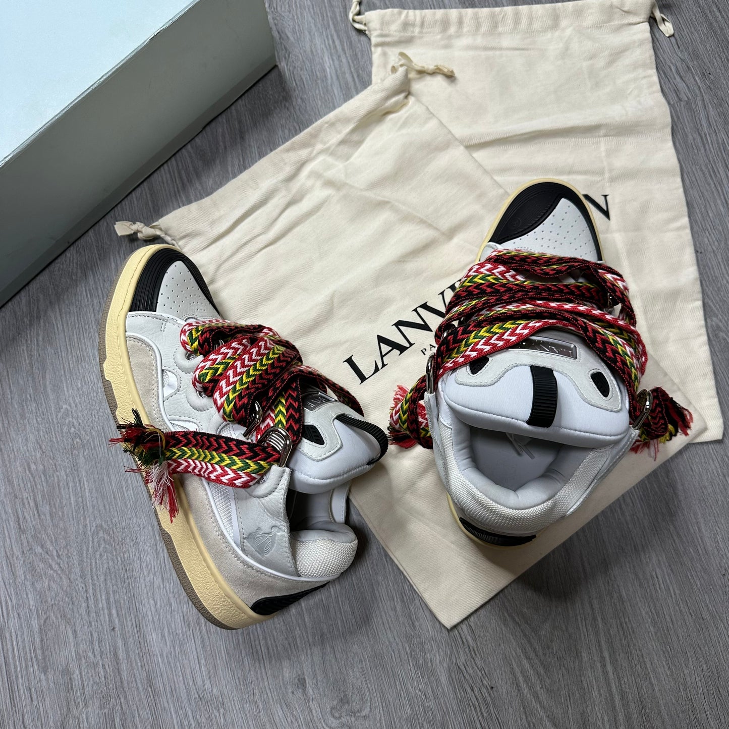 Lanvin Leather Curb Sneakers White