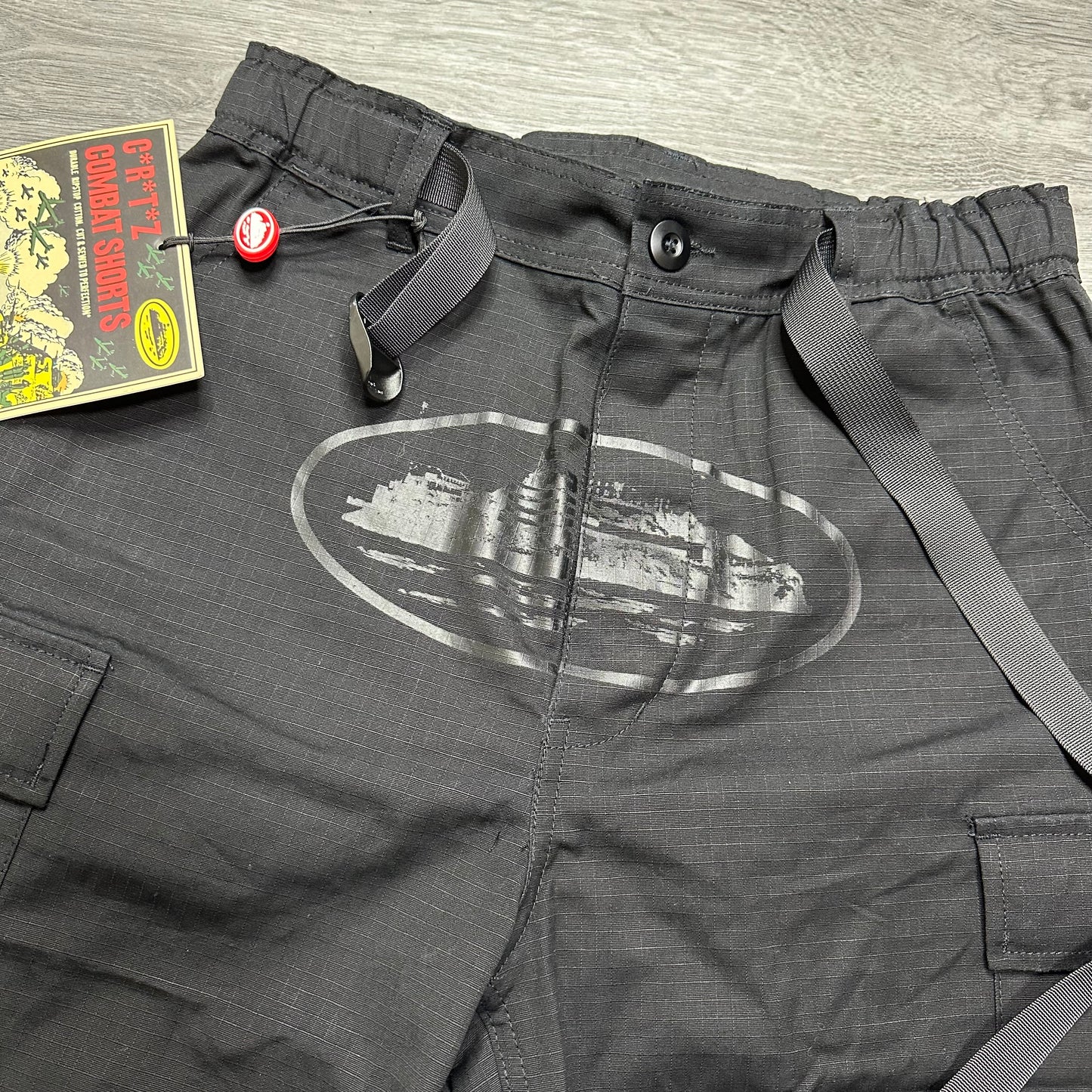 Corteiz Alcatraz Cargo Short Triple Black