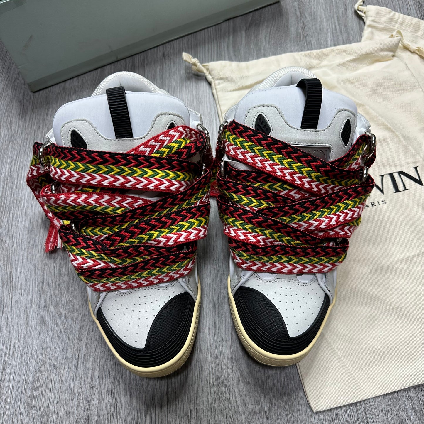 Lanvin Leather Curb Sneakers White