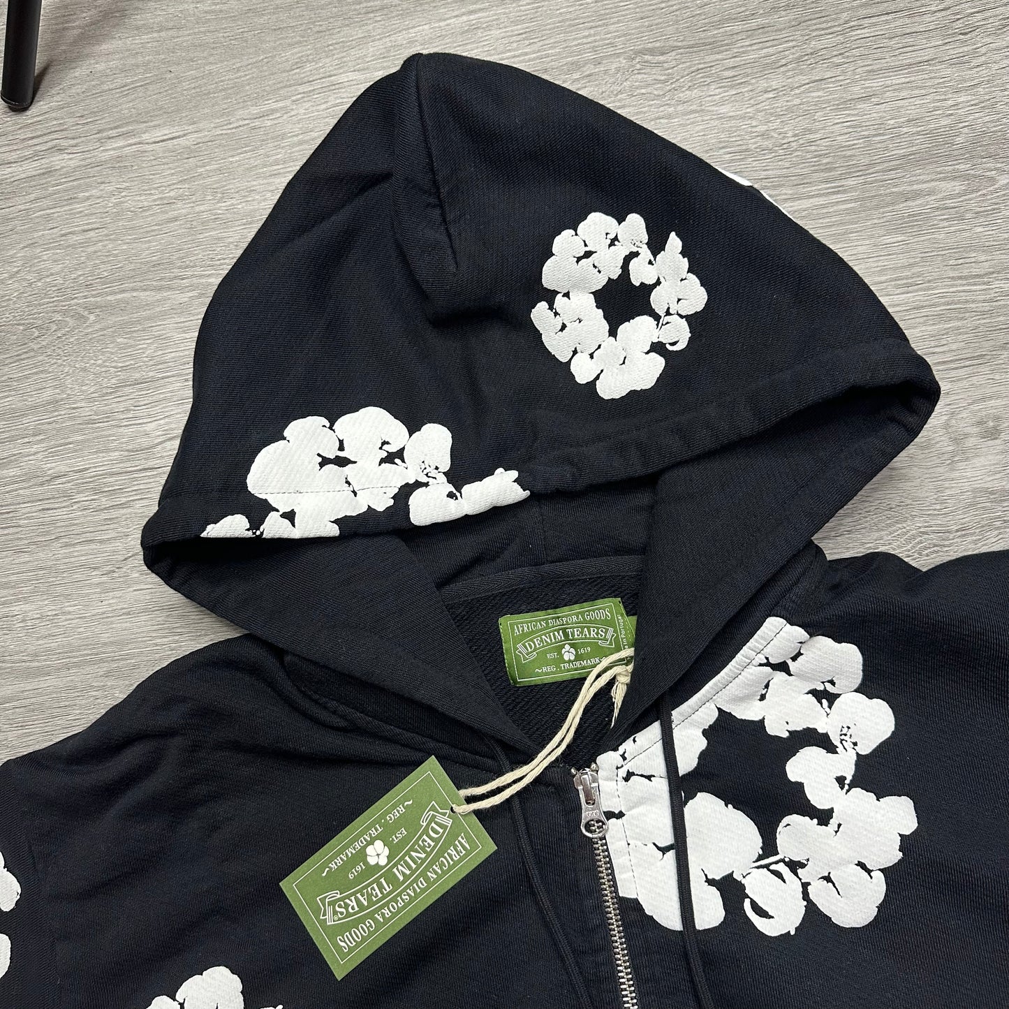 Denim Tears Cotton Wreath Zip Hoodie Black