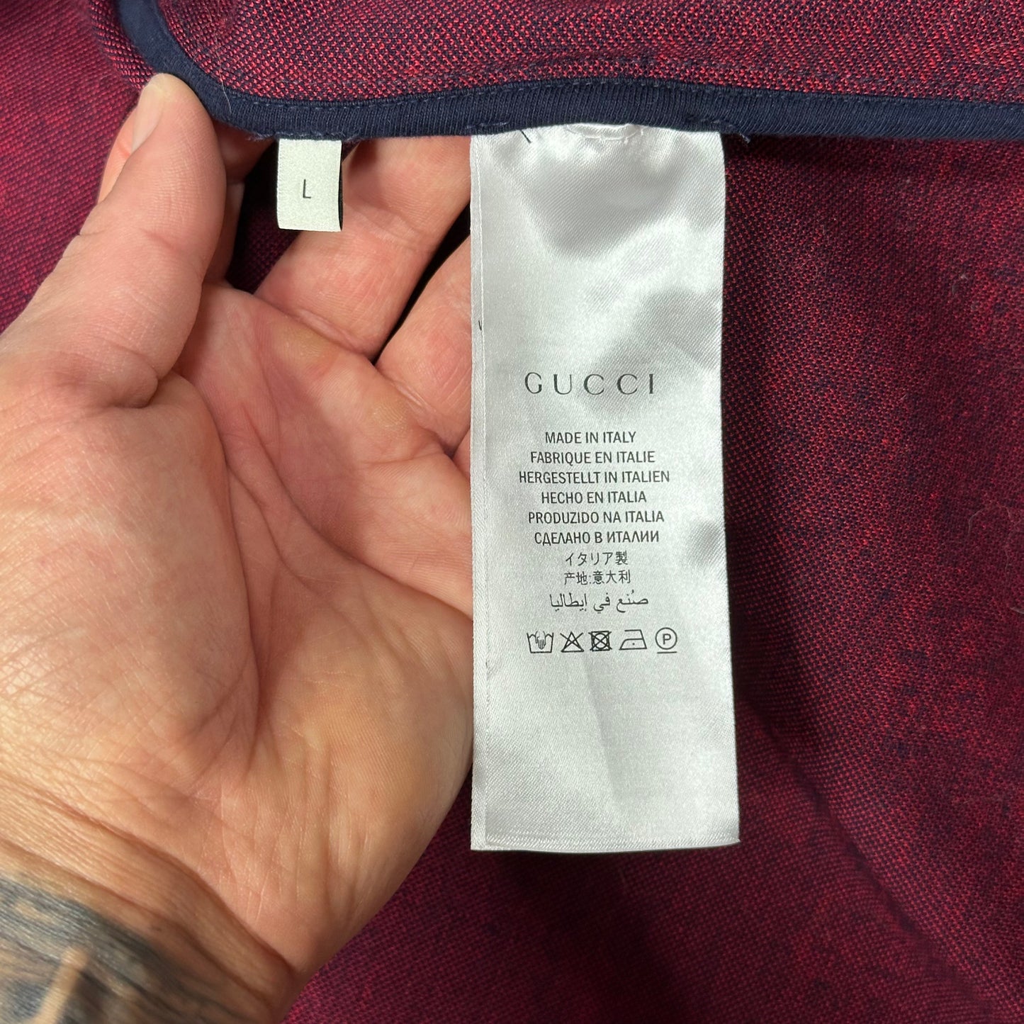 Gucci GG Jacquard Monogram Track Jacket Navy & Red