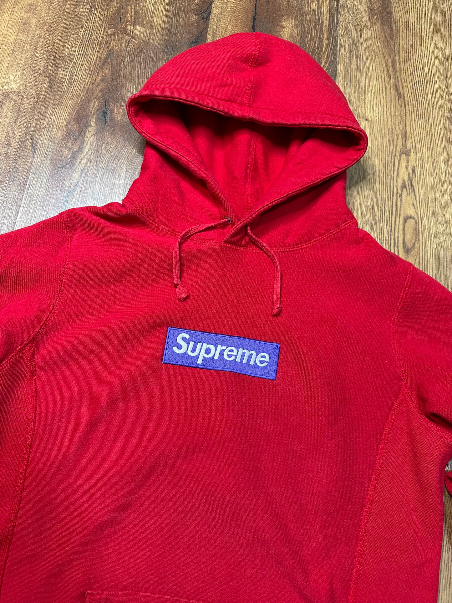 Supreme Box Logo Hooded Sweatshirt (FW17) Red on Purple