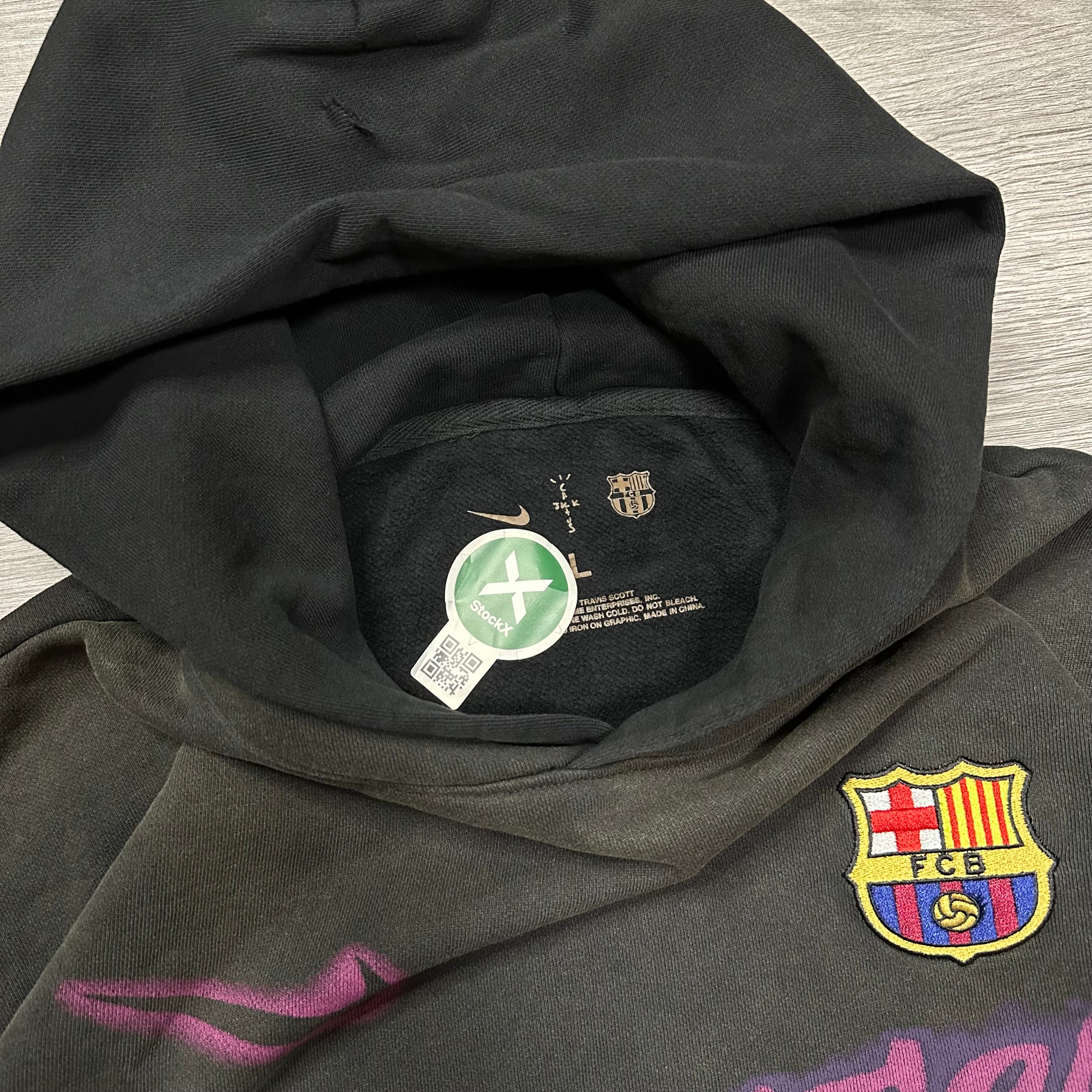 Travis Scott x Nike x FC Barcelona Spray Logo Hoodie Black – Roosters