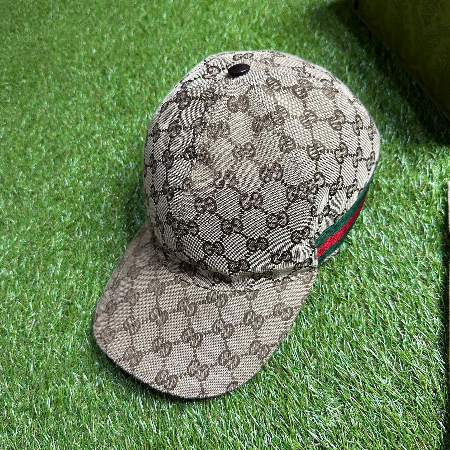 Gucci Original GG Canvas Baseball Hat with Web Beige
