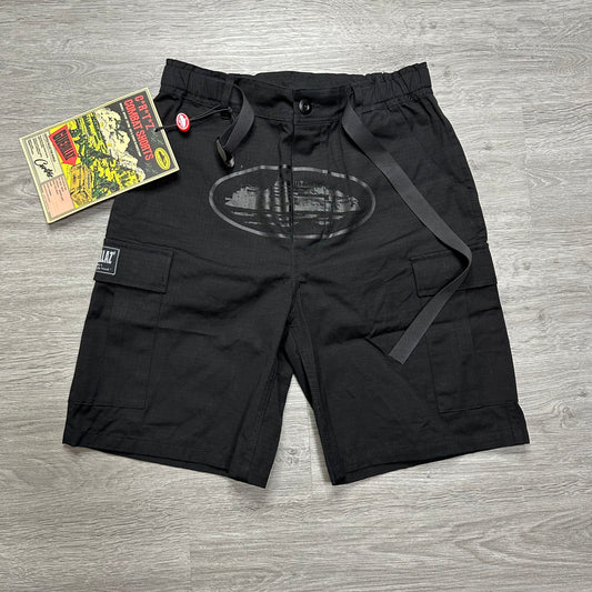 Corteiz Alcatraz Cargo Short Triple Black