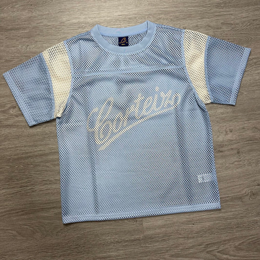 Corteiz Open Mesh Panel Jersey Baby Blue/White
