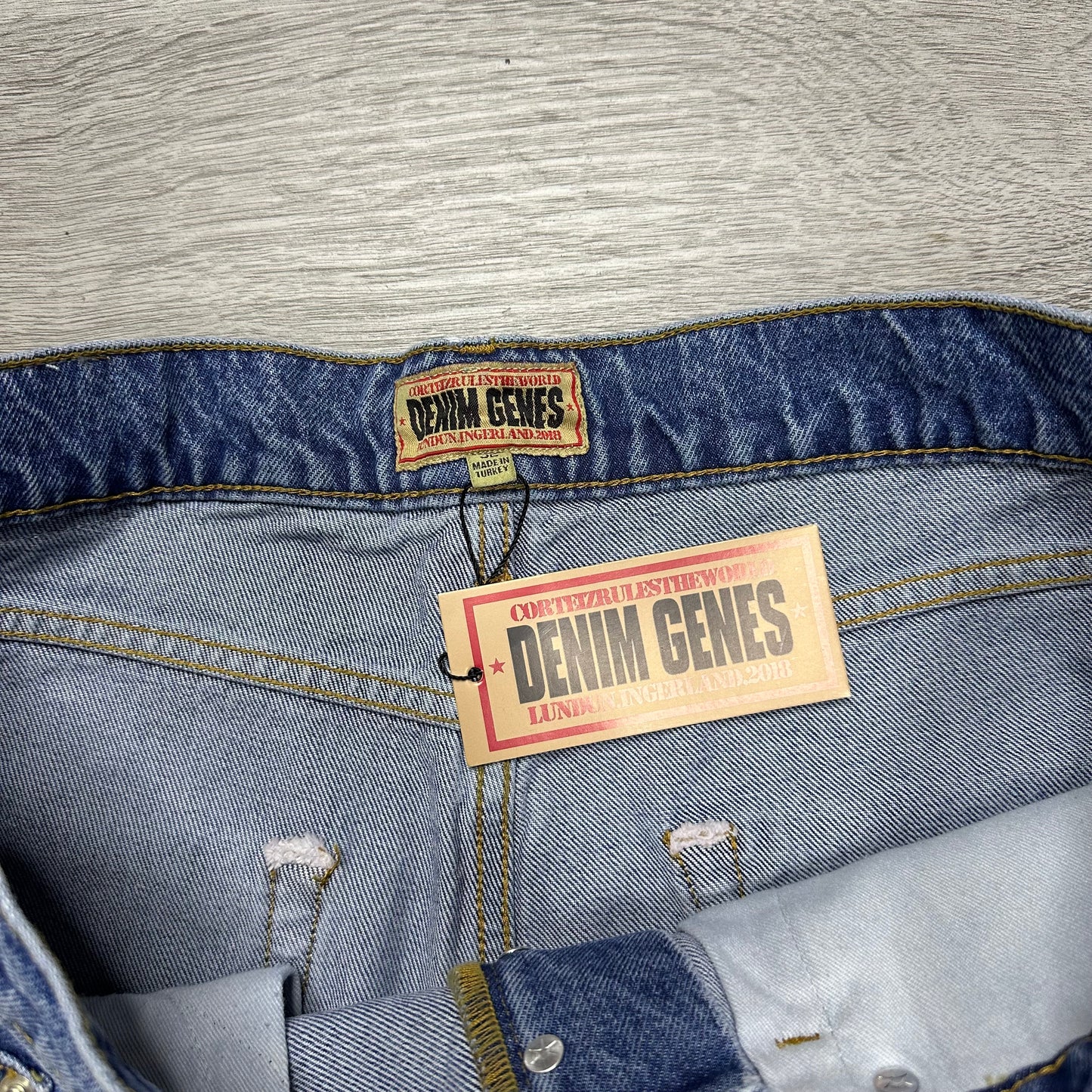 Corteiz Royale Lazer Denim Short Washed Blue