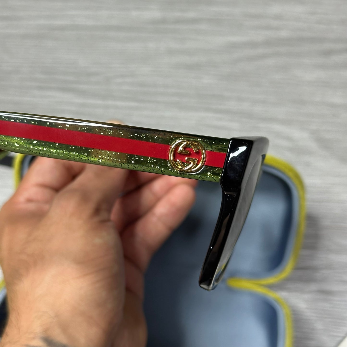 Gucci Green Red Stripe Sunglasses