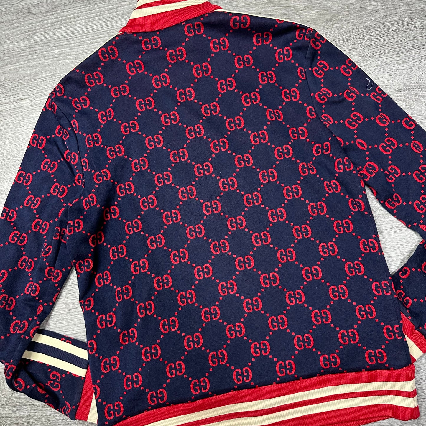 Gucci GG Jacquard Monogram Track Jacket Navy & Red