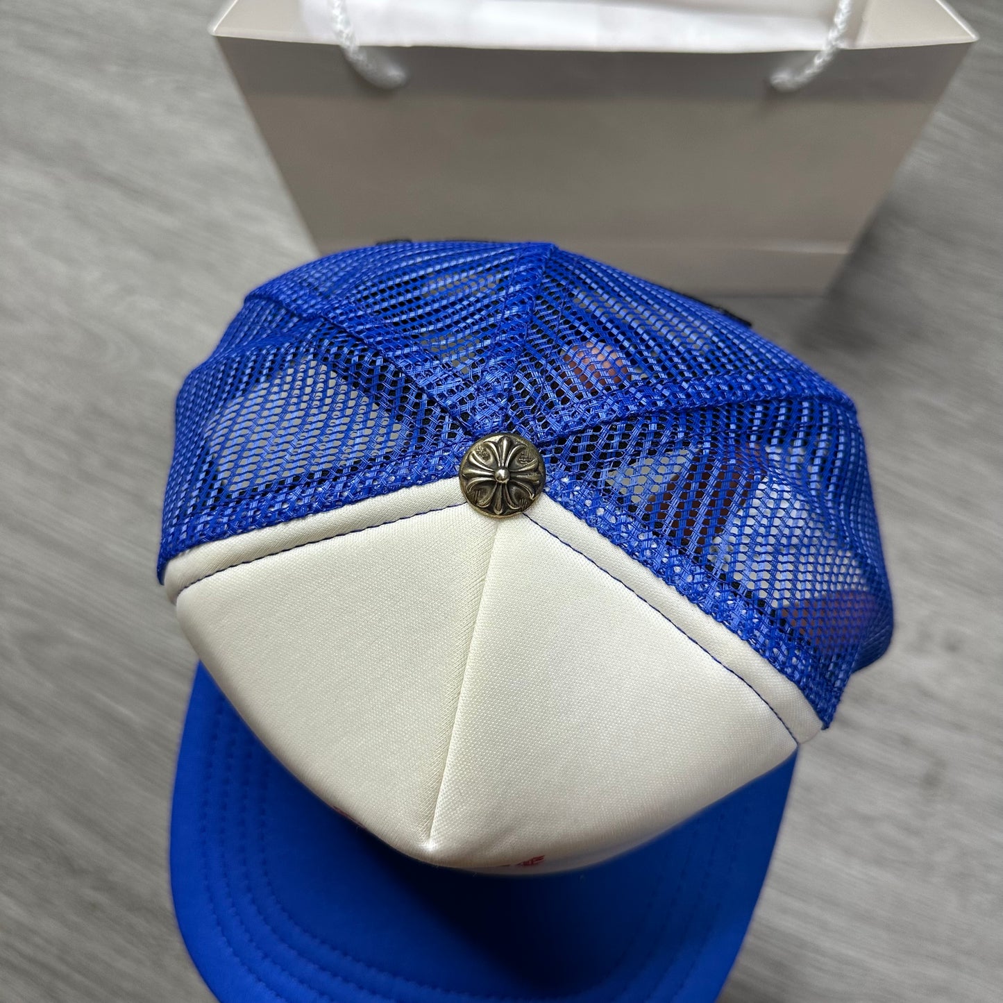 Chrome Hearts Trucker Hat Eye Chart Blue