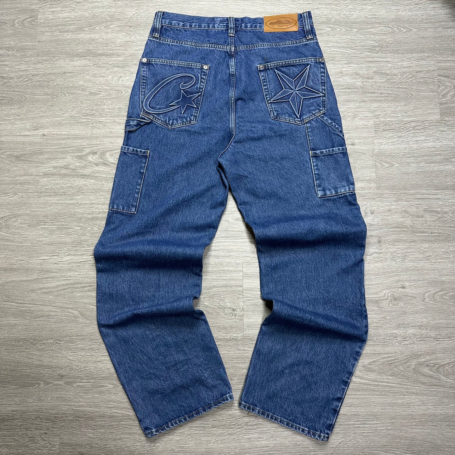 Corteiz Embossed C-Star Denim Work Pant Blue