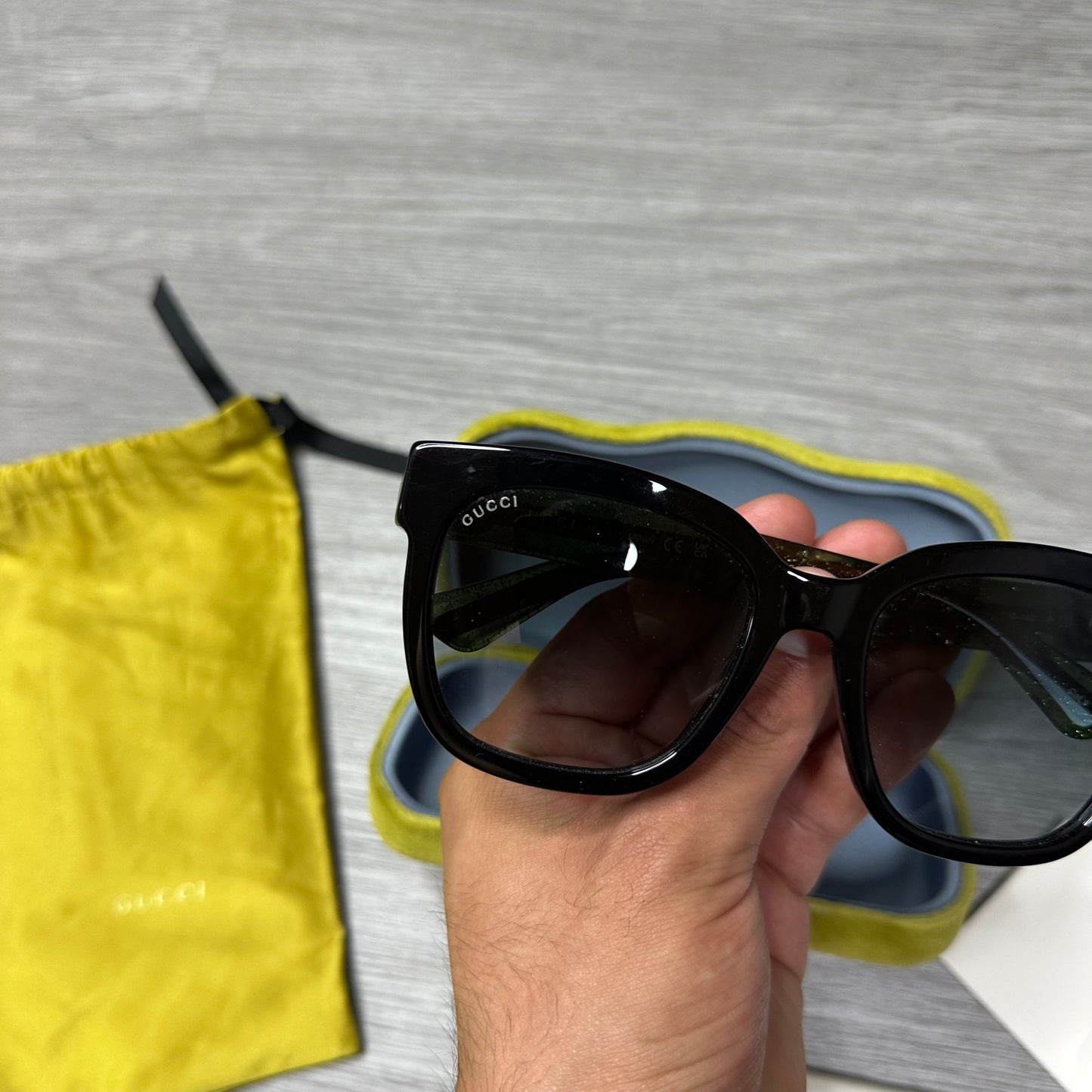 Gucci Green Red Stripe Sunglasses