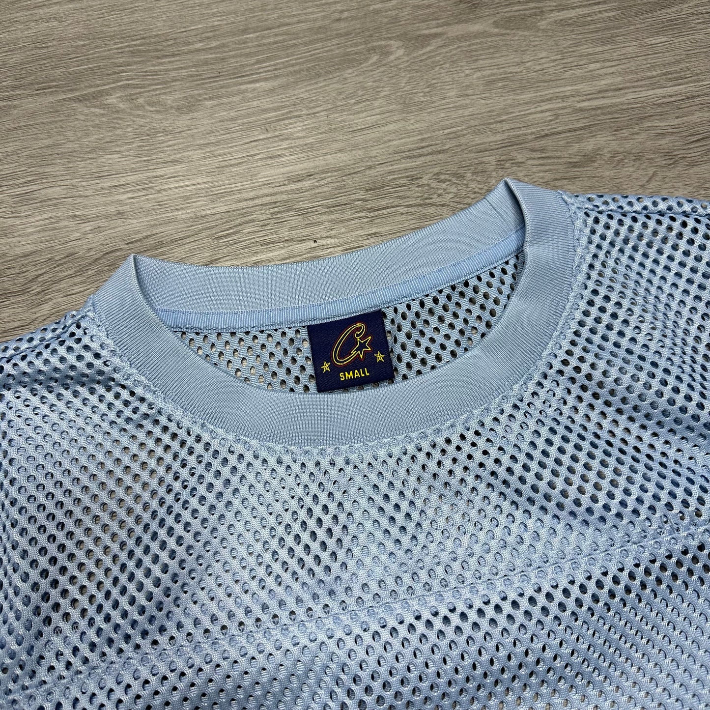 Corteiz Open Mesh Panel Jersey Baby Blue/White