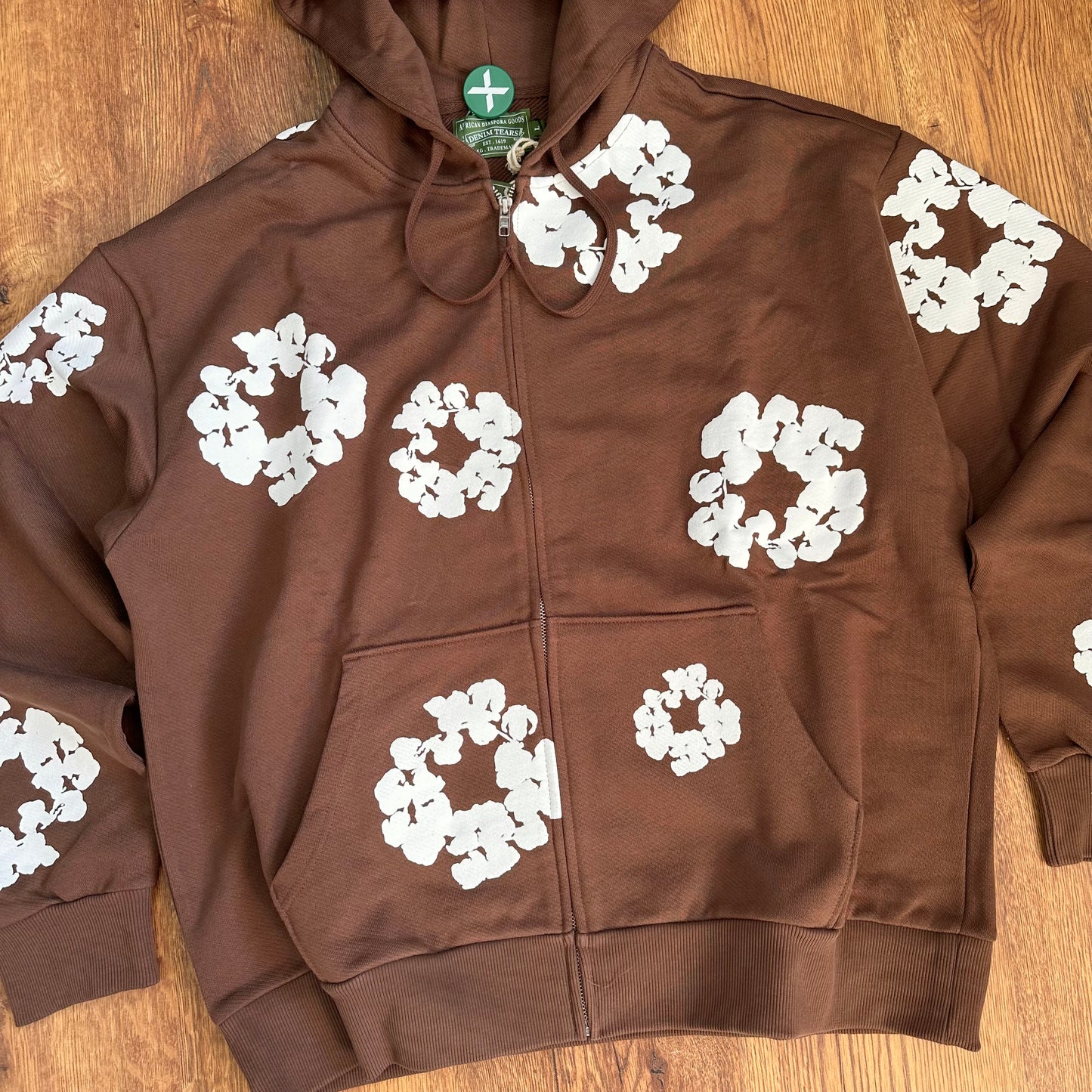 Denim Tears Cotton Wreath Zip Hoodie Dark Brown