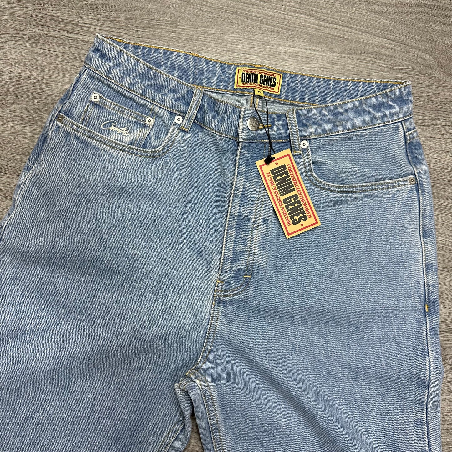 Corteiz Dual Stripe Baggy Jeans Stone Wash