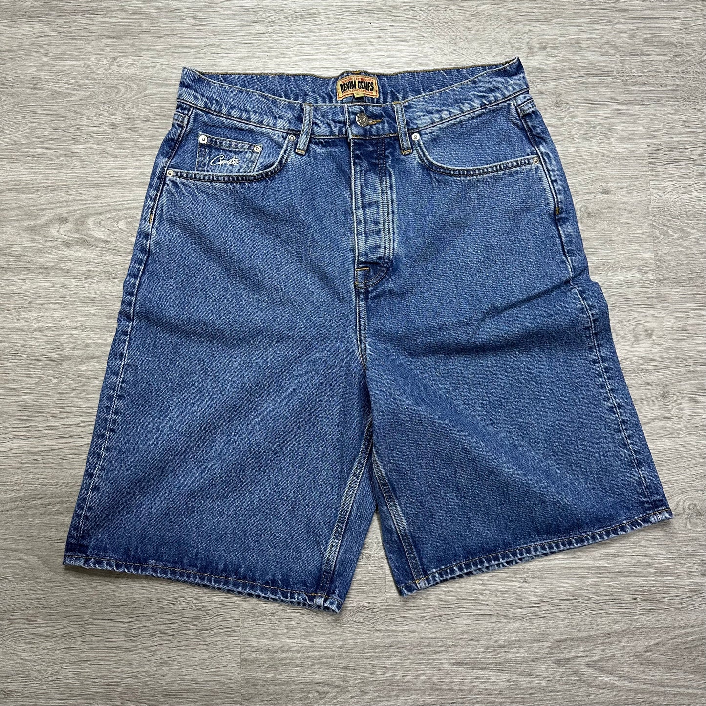 Corteiz Royale Lazer Denim Short Washed Blue