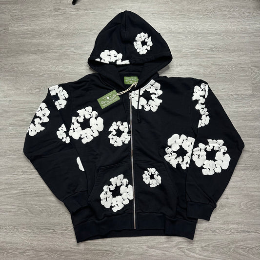 Denim Tears Cotton Wreath Zip Hoodie Black