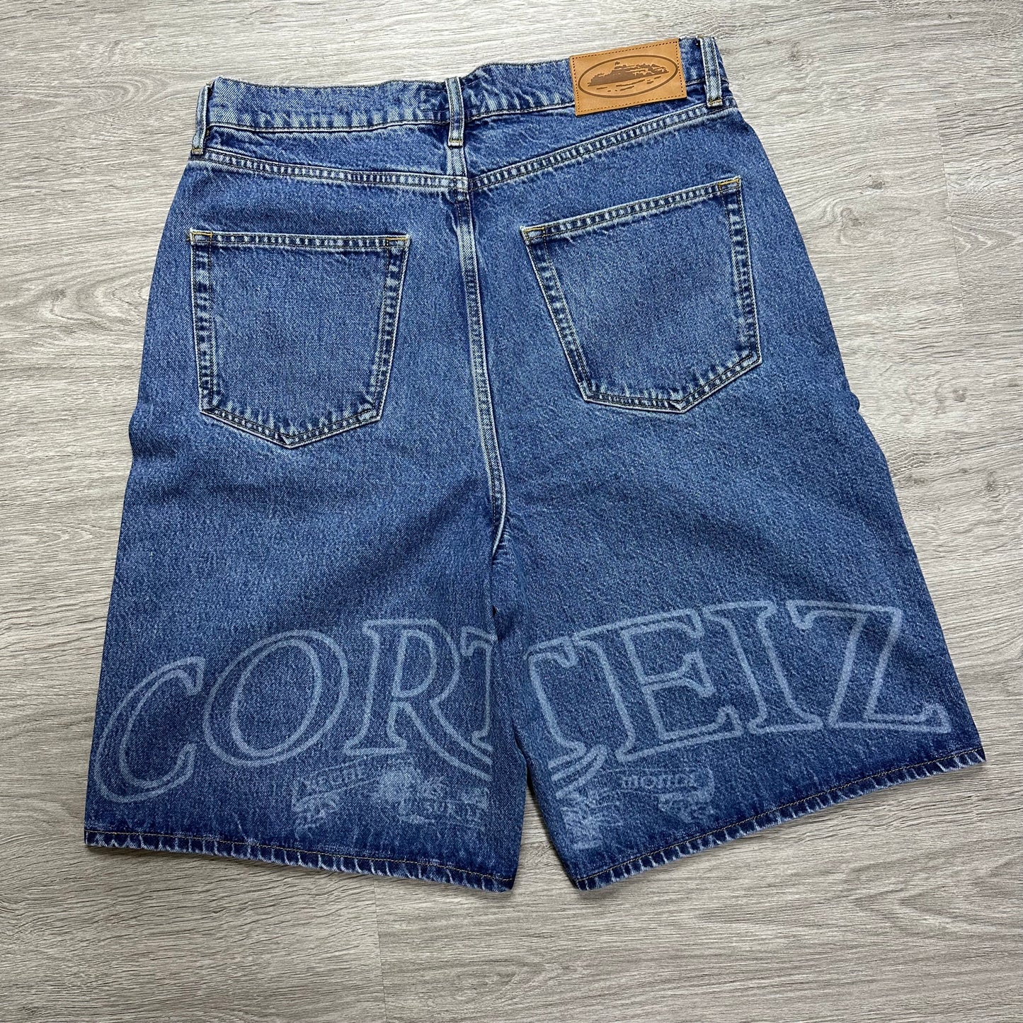 Corteiz Royale Lazer Denim Short Washed Blue