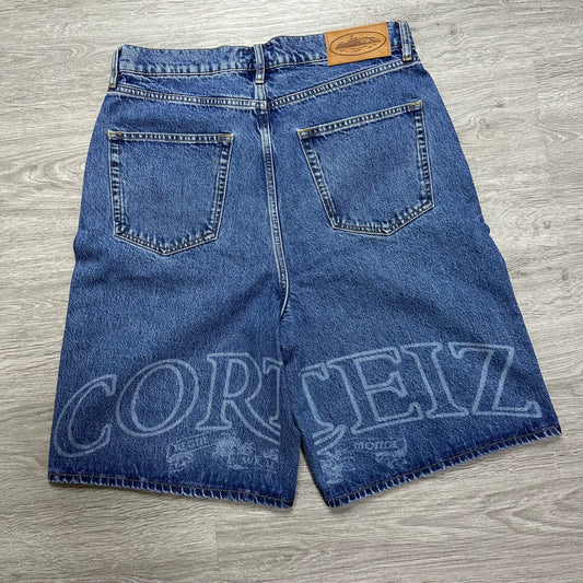 Corteiz Royale Lazer Denim Short Washed Blue