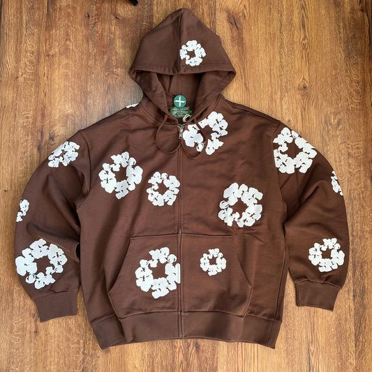 Denim Tears Cotton Wreath Zip Hoodie Dark Brown