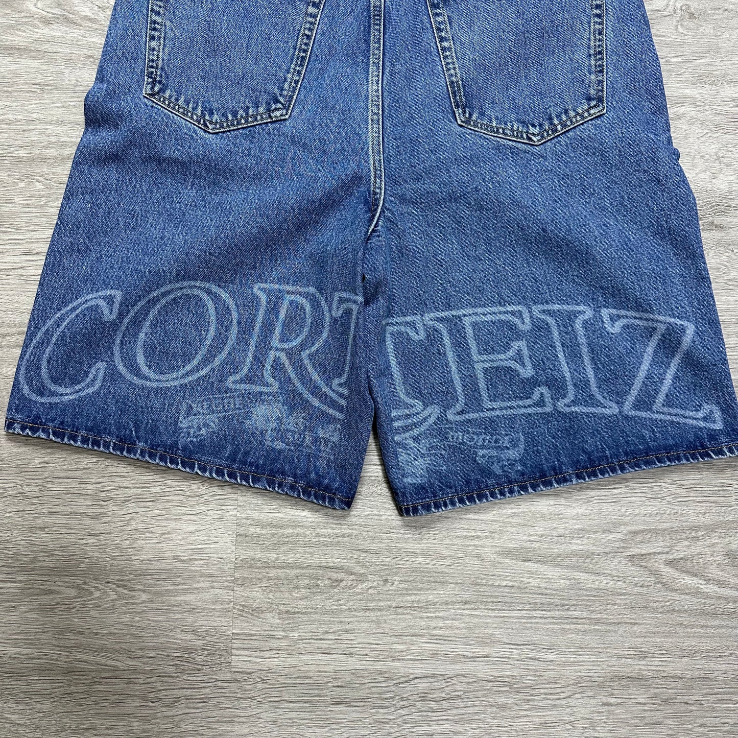 Corteiz Royale Lazer Denim Short Washed Blue