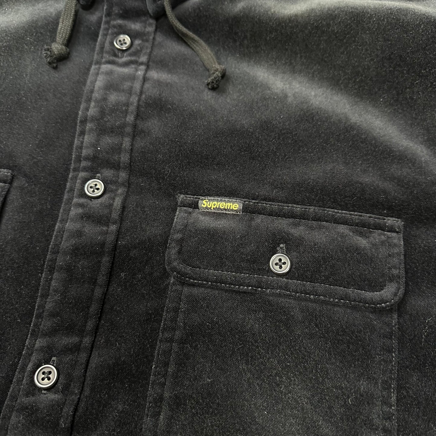 Supreme Quilted Lined Hooded Velvet Shirt