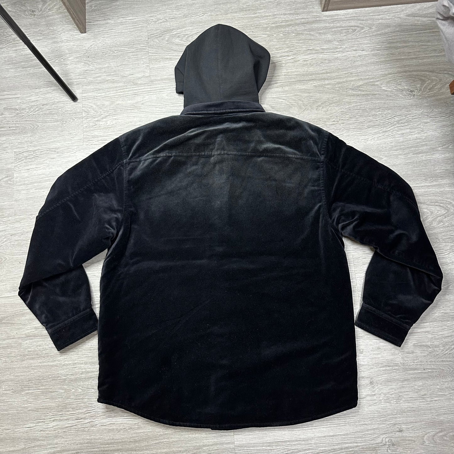 Supreme Quilted Lined Hooded Velvet Shirt