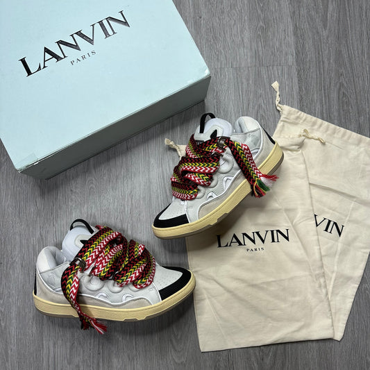 Lanvin Leather Curb Sneakers White