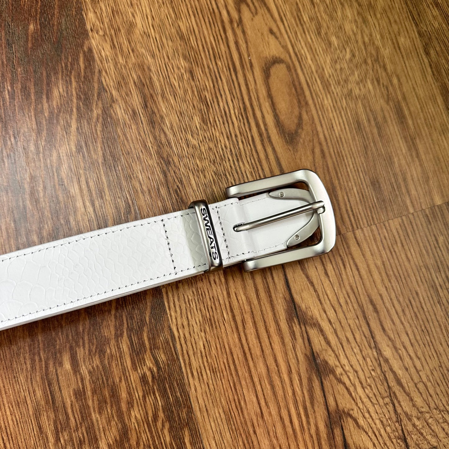 Sweats Collective Snake Skin Leather Belt White