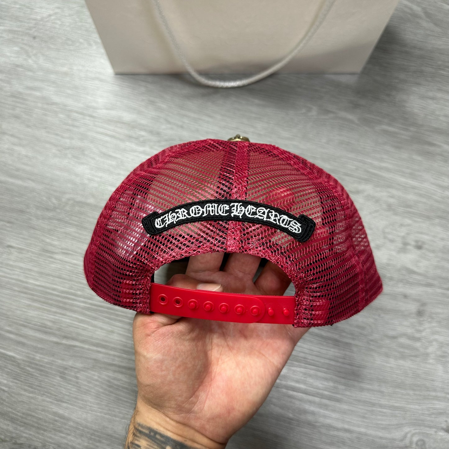 Chrome Hearts Trucker Hat Eye Chart Red