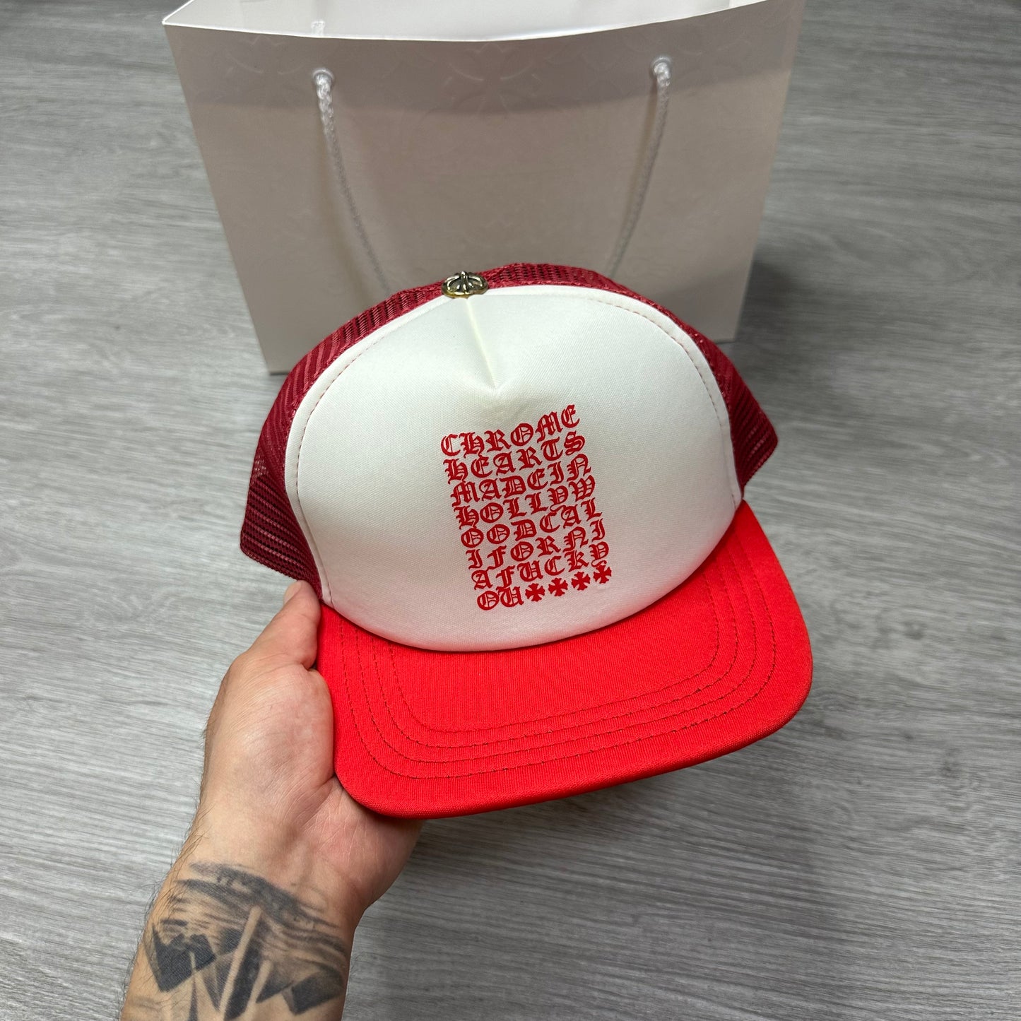 Chrome Hearts Trucker Hat Eye Chart Red