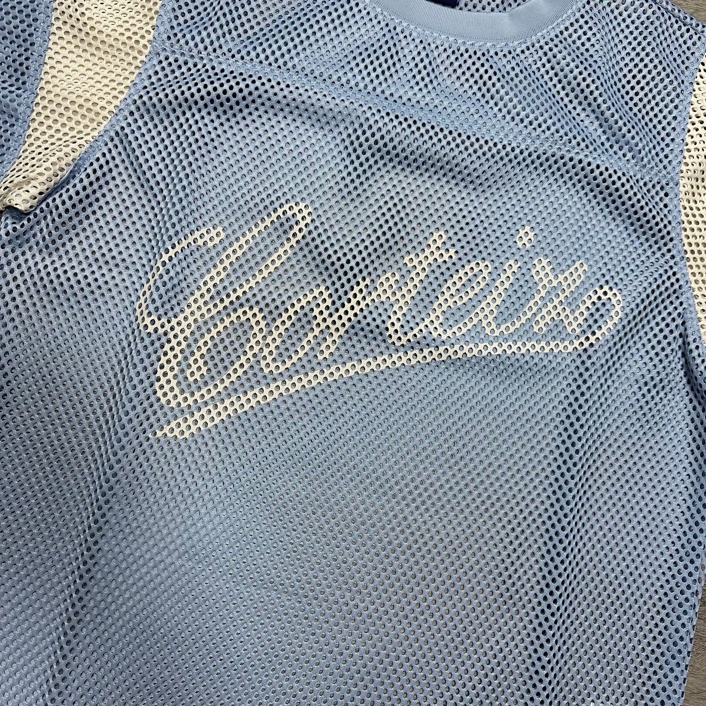 Corteiz Open Mesh Panel Jersey Baby Blue/White