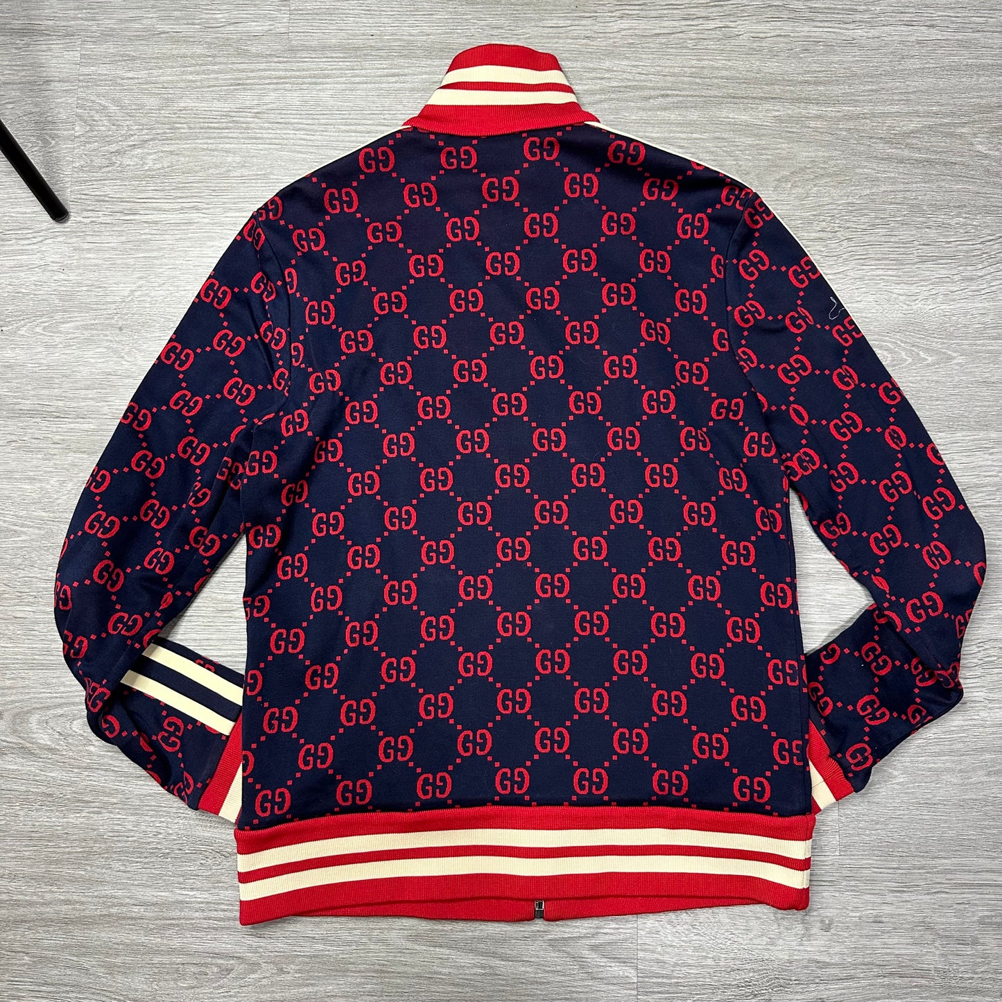 Gucci GG Jacquard Monogram Track Jacket Navy & Red