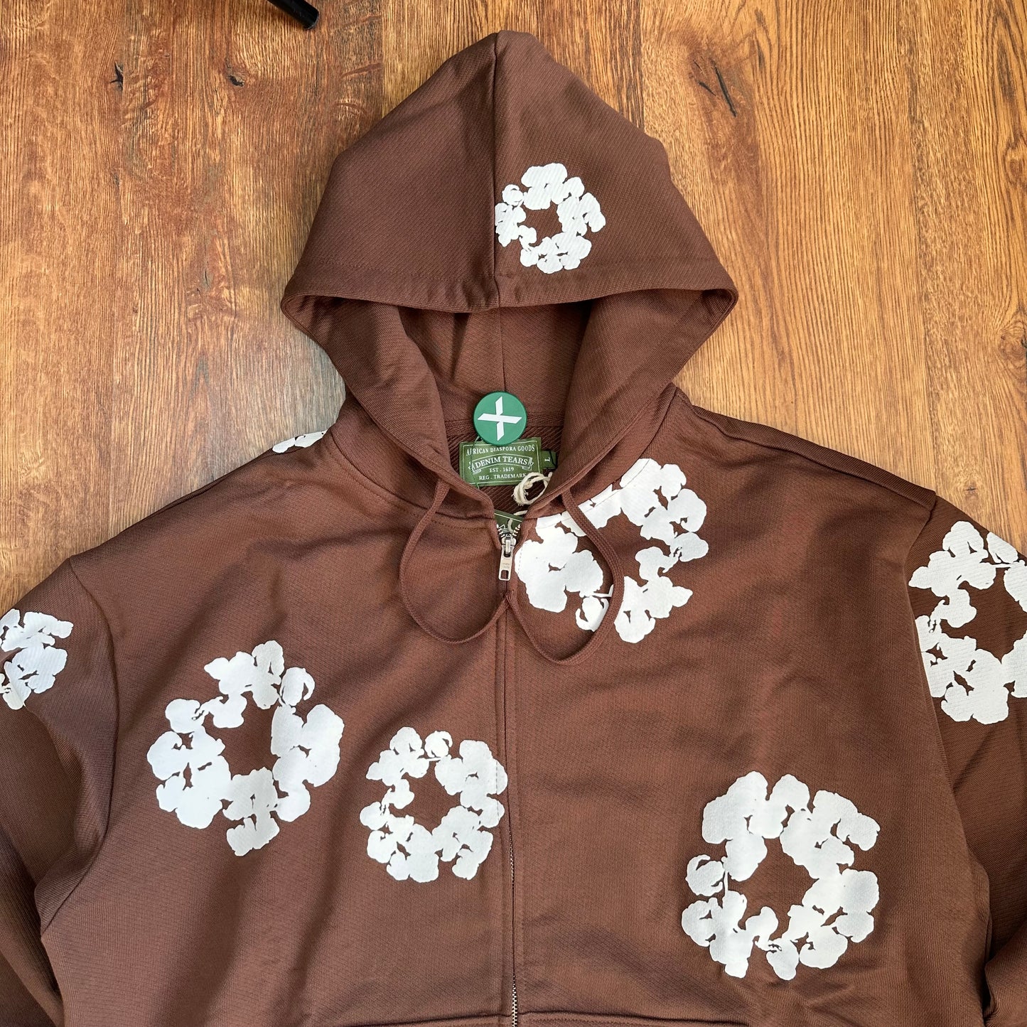 Denim Tears Cotton Wreath Zip Hoodie Dark Brown