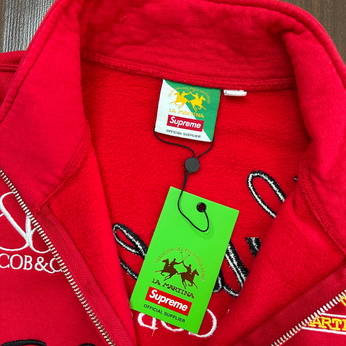 Supreme La Martina Zip Up Sweatshirt Red
