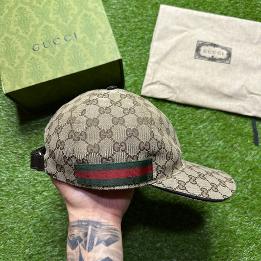 Gucci Original GG Canvas Baseball Hat with Web Beige